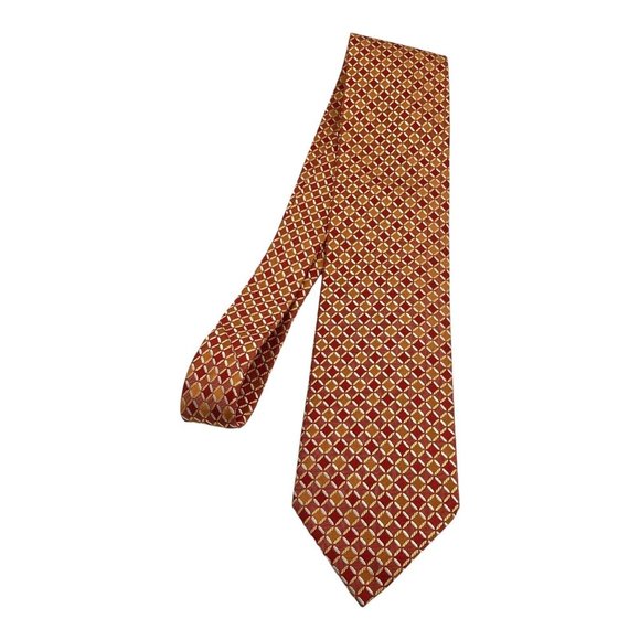 PATEK PHILIPPE By ERMENEGILDO ZEGNA Orange Geometric Silk Tie Italy 59"-3.5" E.C - Picture 6 of 6